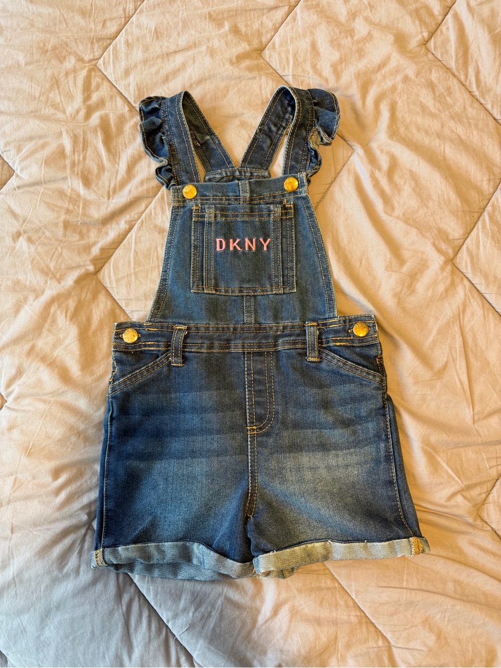 Girls overall denim shorts